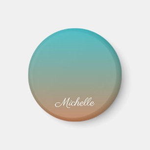 Imã Tecido marrom e azul personalizado