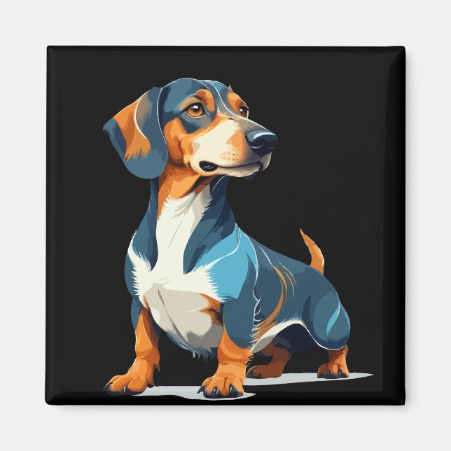 Imã Teckel Vetor Art com Cores Vibrantes (Frente)