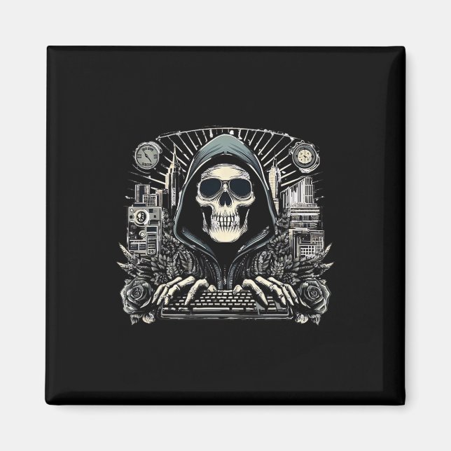 Imã Teclado do Skeleton Halloween (Frente)