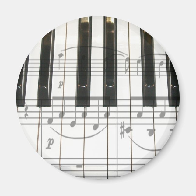 Imã Teclado Piano e Notas de Música (Frente)