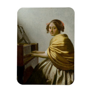 Ímã Teclado Vermeer Woman Reproduzindo