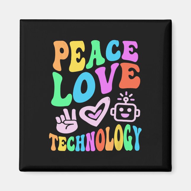 Imã Tecnologia Vintage Peace Love (Frente)