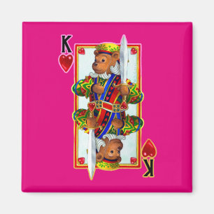 Imã Teddy Bear King of Hearts Magnet