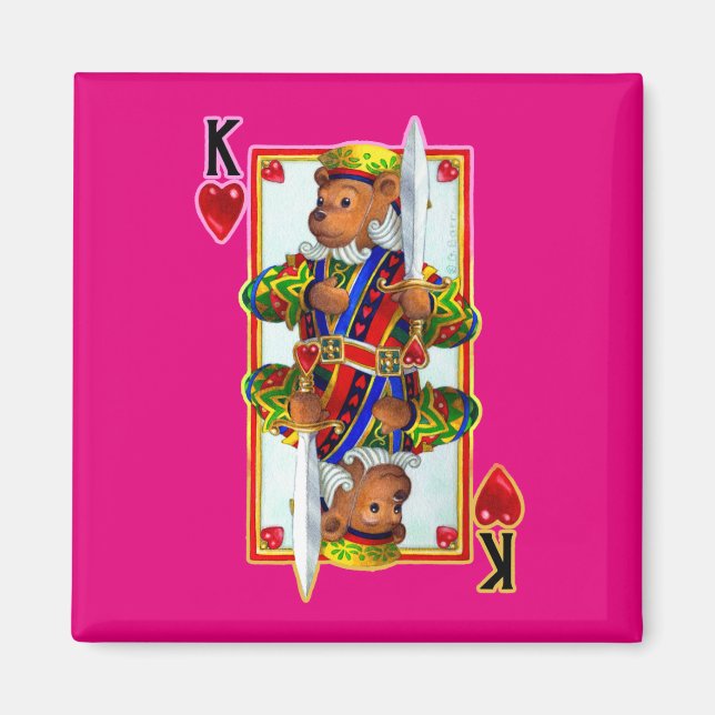 Imã Teddy Bear King of Hearts Magnet (Frente)