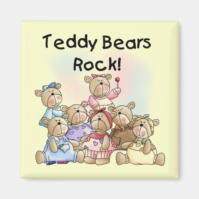 Imã Teddy Bears Rock Camisetas and Gifts (Frente)