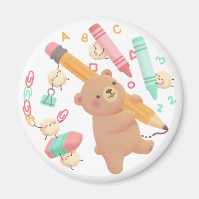 Imã Teddy's Back to School Illustration (Frente)