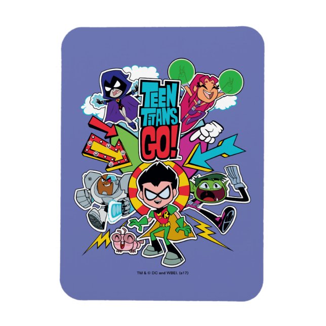 Ímã Teen Titans Go! | Gráfico de Seta de Equipe (Vertical)