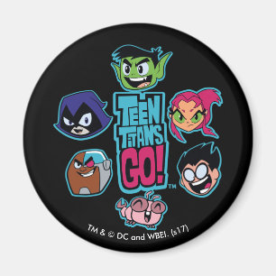 Imã Teen Titans Go!   Padrão da cabeça dos Titans