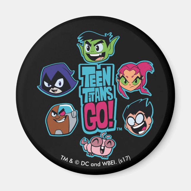 Imã Teen Titans Go! | Padrão da cabeça dos Titans (Frente)