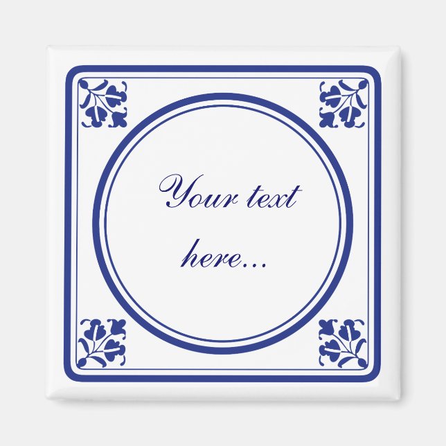 Imã Tegeltje, pequeno azulejo holandês (Frente)