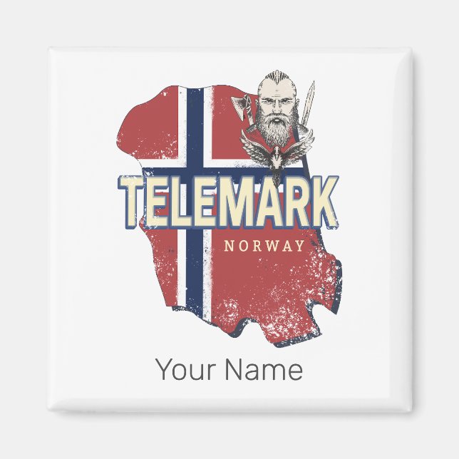 Imã Telemark Norway Province Map Vintage Souvenir (Frente)
