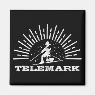Imã Telemark Vintage Noruega Esquiador Esqui Esqui Ret