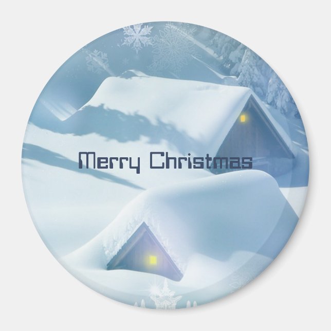 Imã Telhados cobertos com neve brilhante (Frente)