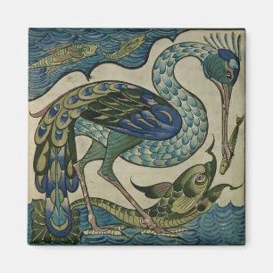 Imã Telhe o design da garça-real e dos peixes, pelo