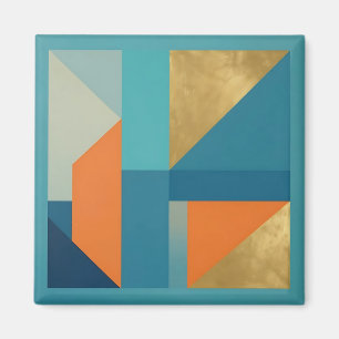 Imã Télica Laranja Dourado Geométrico Abstrato