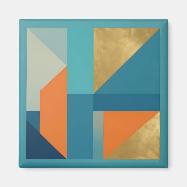 Imã Télica Laranja Dourado Geométrico Abstrato (Frente)
