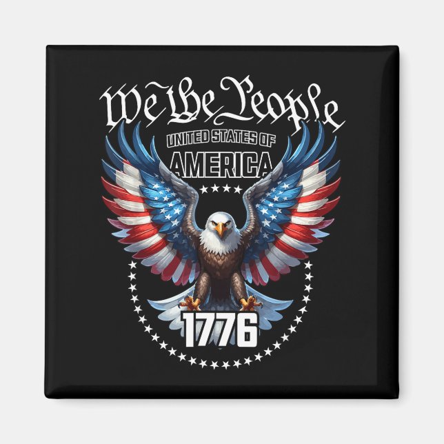Imã Tema de águia com design de bandeira americana pat (Frente)
