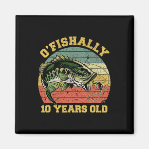 Imã Tema de aniversário de pesca de 10 anos 'O'fishall