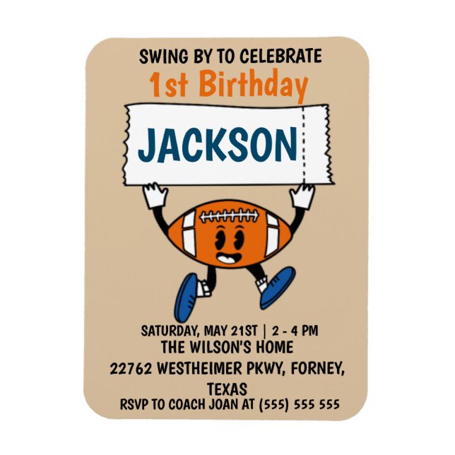 Ímã Tema de esportes do primeiro aniversario de beiseb (Vertical)