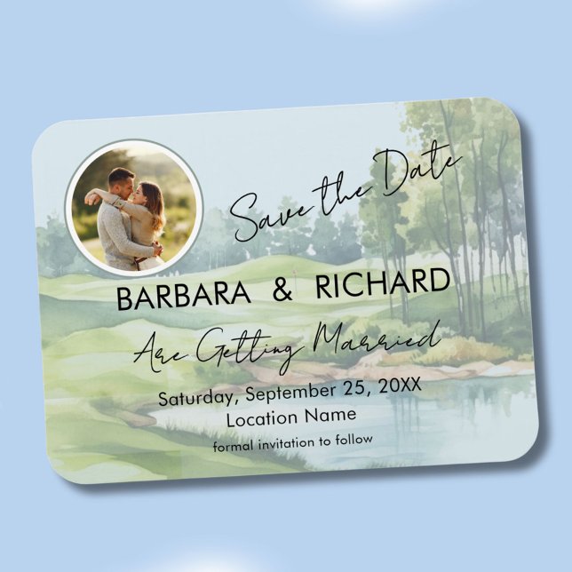 Ímã Tema de Golfe Foto Casamento Save the Date (Criador carregado)