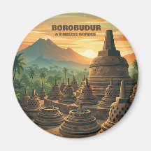 Templo de Borobudur Vintage Indonésia Nascer do So