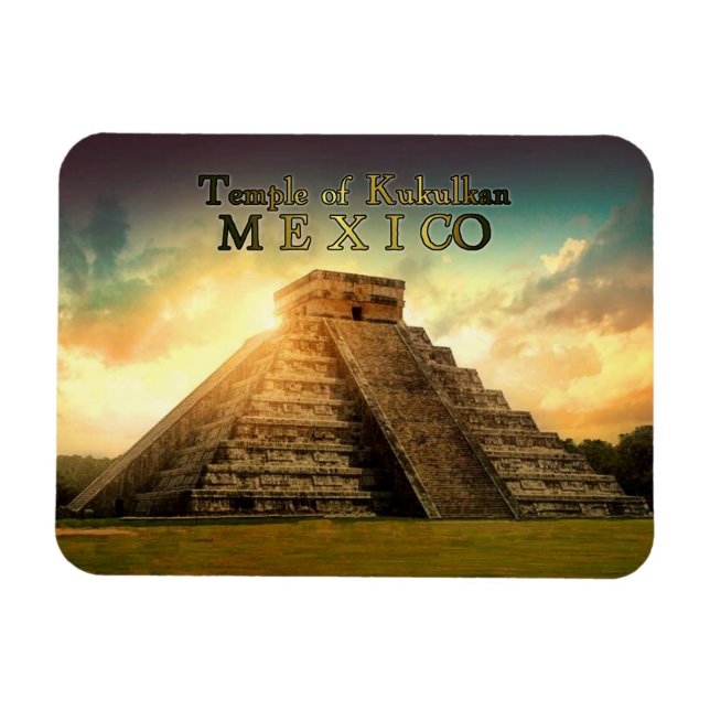 Ímã Templo de Kukulkan México estilizado (Horizontal)