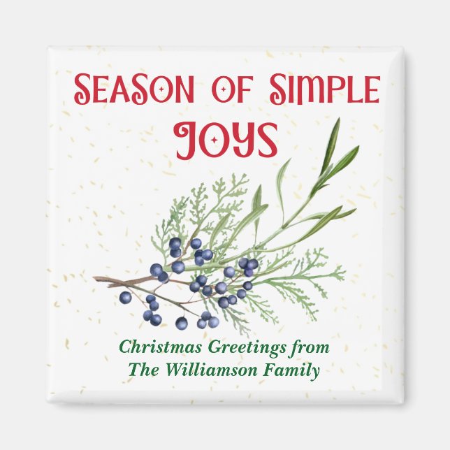 Imã Temporada de Alegrias Simples Blue Juniper Natal (Frente)