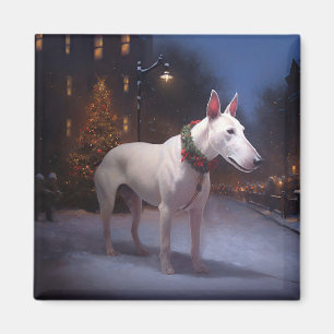 Imã Temporada Festiva de Natal do Bull Terrier