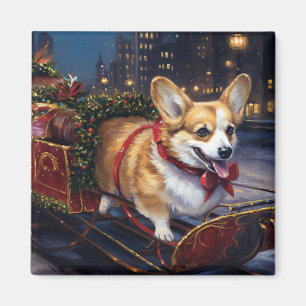Imã Temporada Festiva de Natal do Corgi