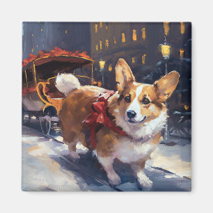 Imã Temporada Festiva de Natal do Corgi