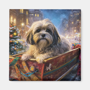 Imã Temporada Festiva de Natal do Lhasa Apso