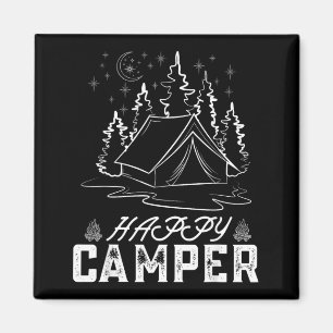 Imã Tenda Retro Feliz Acampador Floresta de Pinheiros