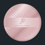 Imã Tendy Rosa Dourado Modelo Monograma Moderno<br><div class="desc">Tendy Rosa Modelo Monogrammed Modern Round Magnet.</div>
