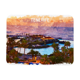 Ímã Tenerife Canary Islands Watercolor Beach