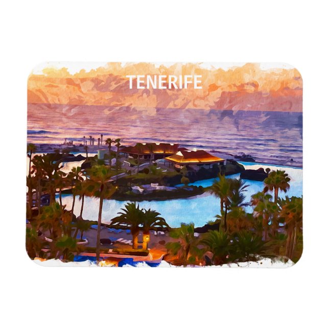 Ímã Tenerife Canary Islands Watercolor Beach (Horizontal)