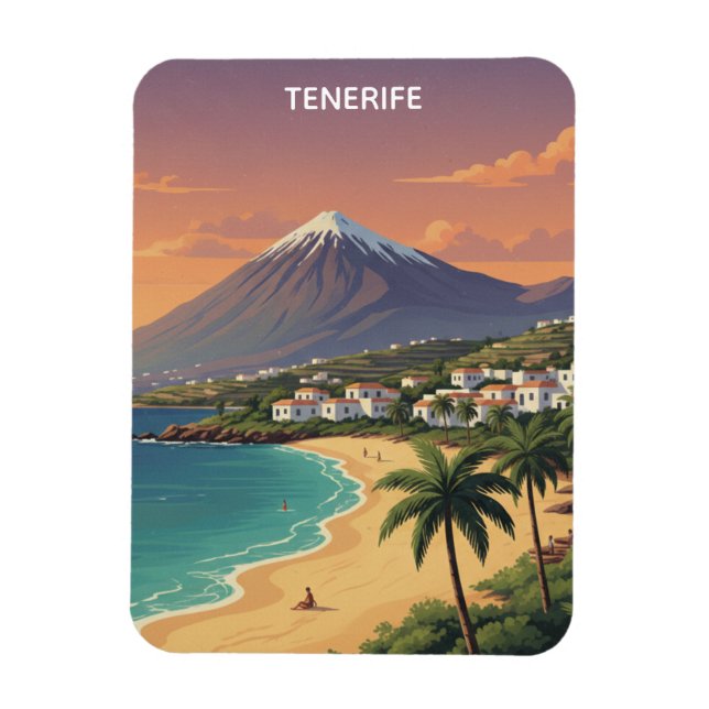 Ímã Tenerife Mount Teide Canary Island Retro Travel (Vertical)