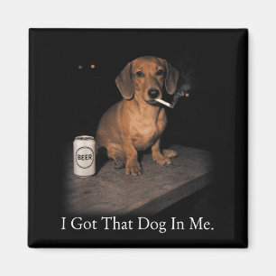 Imã Tenho esse cachorro em dachshund engraçado fumando