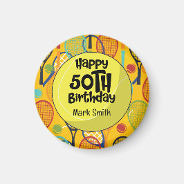 Imã Tênis 50º Aniversário com Nome em Racket Themed