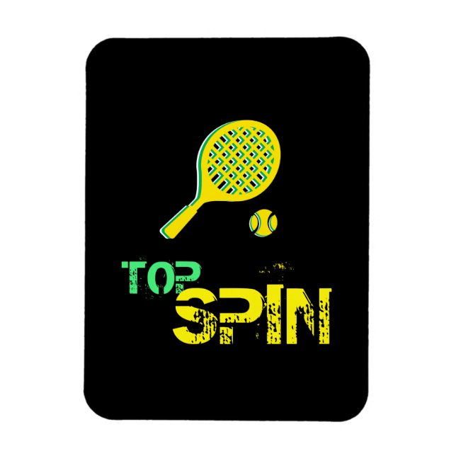 Ímã Tênis Esporte Pop de Arte, Racket Verde e Amarelo (Vertical)