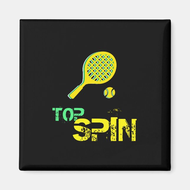 Imã Tênis Esporte Pop de Arte, Racket Verde e Amarelo (Frente)