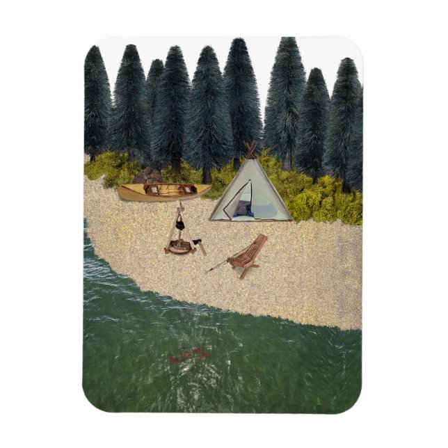 Ímã Tent Camping no rio (Vertical)