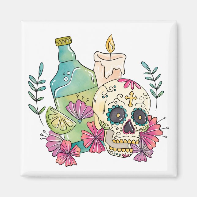 Imã Tequila Sugar Skull (Frente)
