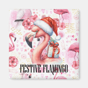Imã Termo Flamingo Christmas