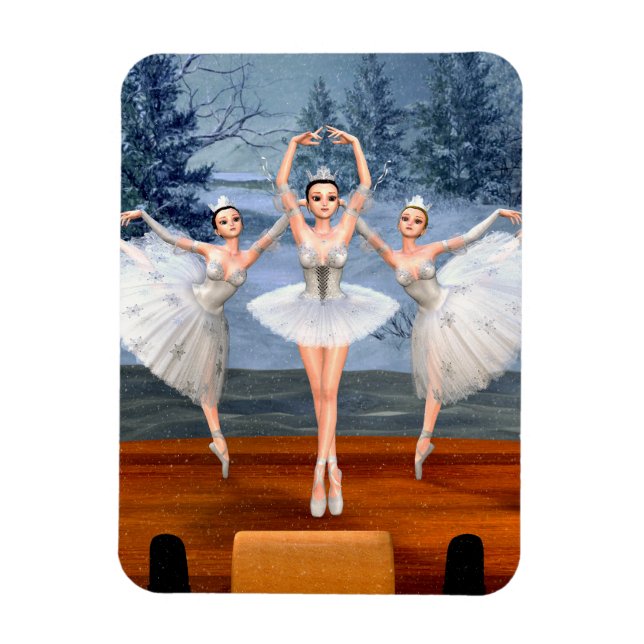 Ímã Terra de Ballerinas Dançantes de Neve (Vertical)