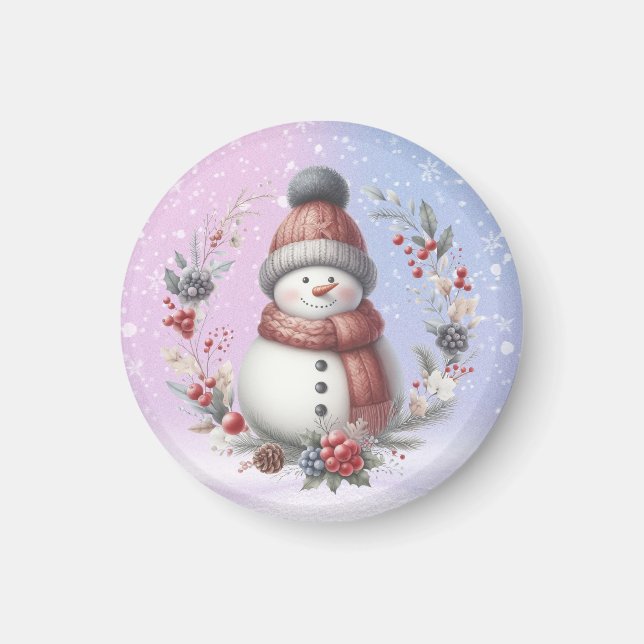 Imã Terra de Natal de Snowman Adorável (Frente)