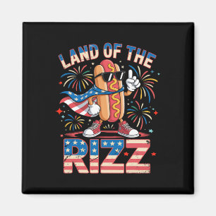 Imã Terra Do Rizz Hotdog Engraçado 4 De Julho American