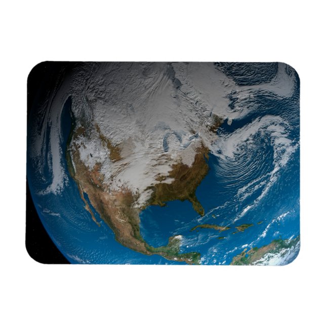 Ímã Terra Inteira Com Nuvens Simuladas Sobre A América (Horizontal)