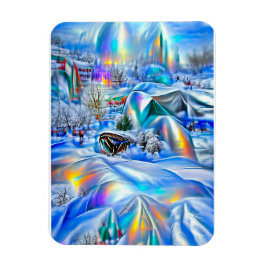 Ímã Terra Maravilha Surreal de inverno com Luzes Iride