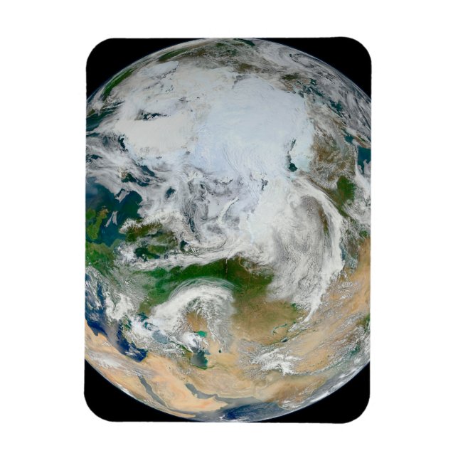 Ímã Terra Mostrando O Ártico, A Europa E A Ásia. (Vertical)