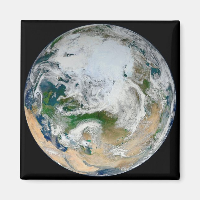 Imã Terra Mostrando O Ártico, A Europa E A Ásia. (Frente)